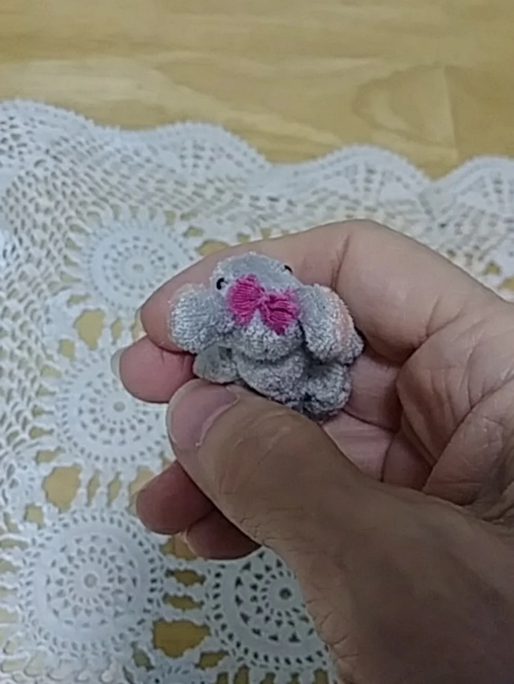 Vintage American Greetings teeny mouse in grey and pink